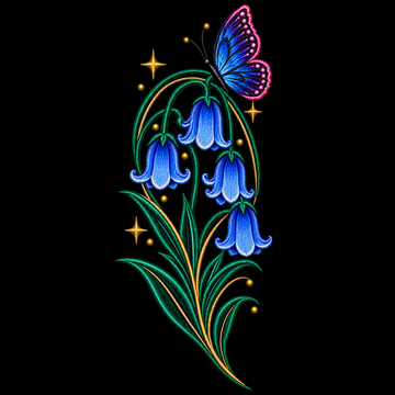 Bluebell & Butterfly Embroidery Design | Botanical Floral Pattern