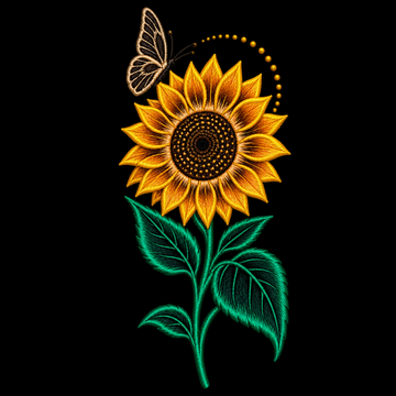 Sunflower Embroidery Design | Botanical Floral Machine Pattern