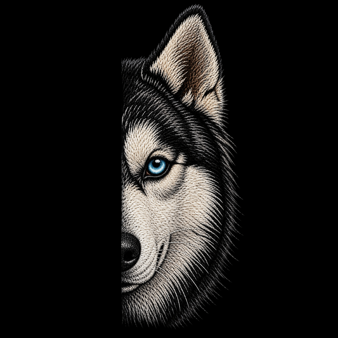 Siberian Husky Dog Embroidery Design