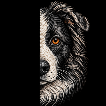 Border Collie Dog Embroidery Design