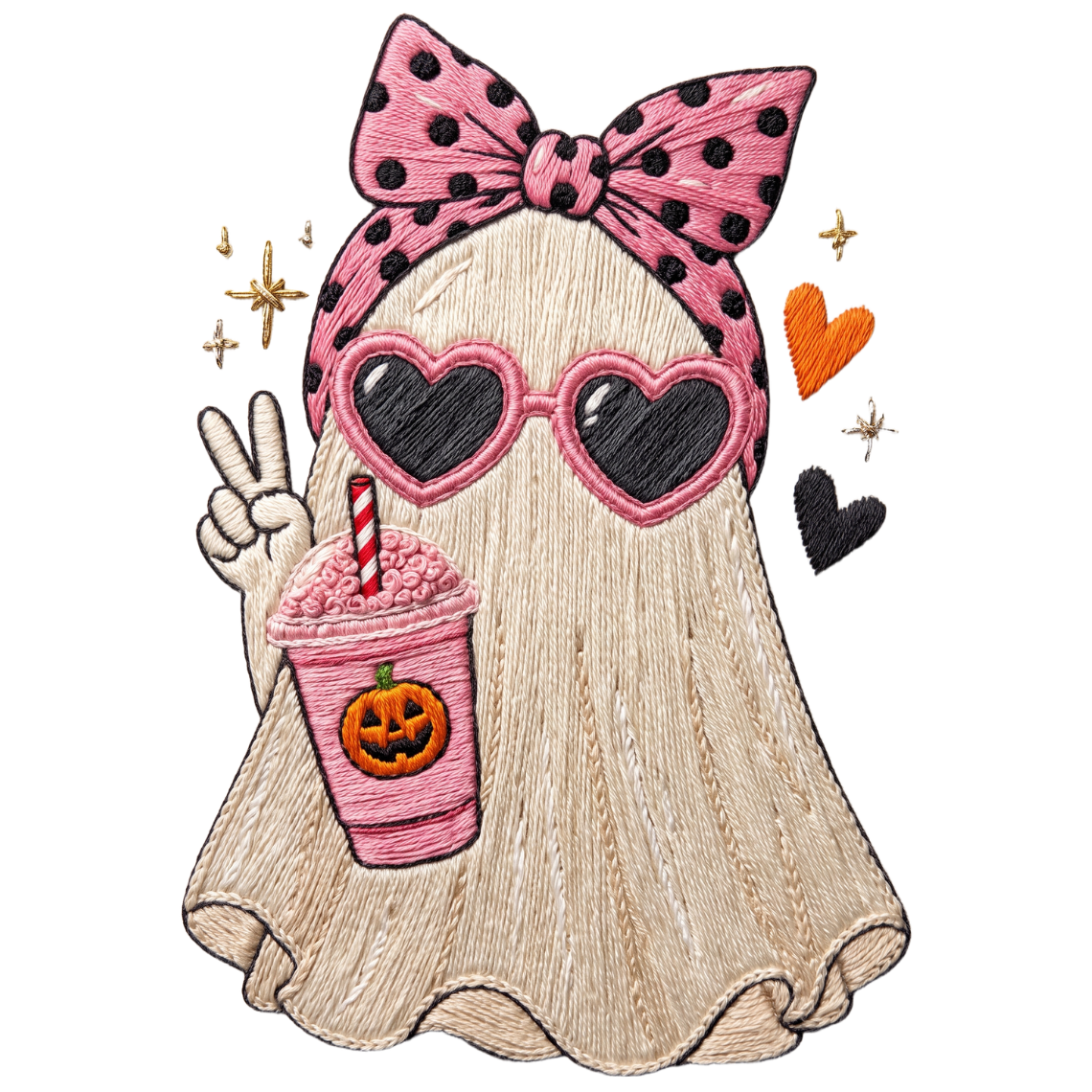 Halloween Ghost Pink Drink Embroidery Design