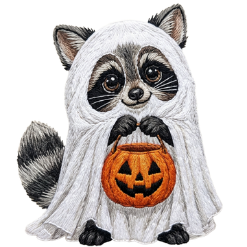 Ghost Raccoon Pumpkin Embroidery Design