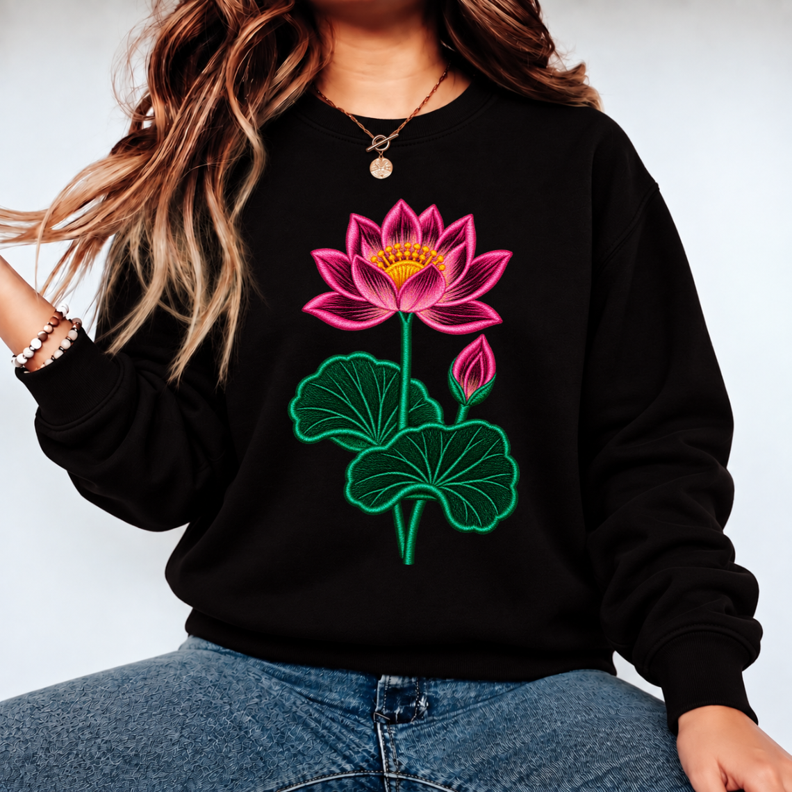 Lotus Flower Embroidery Design | Pink Water Lily Floral Pattern