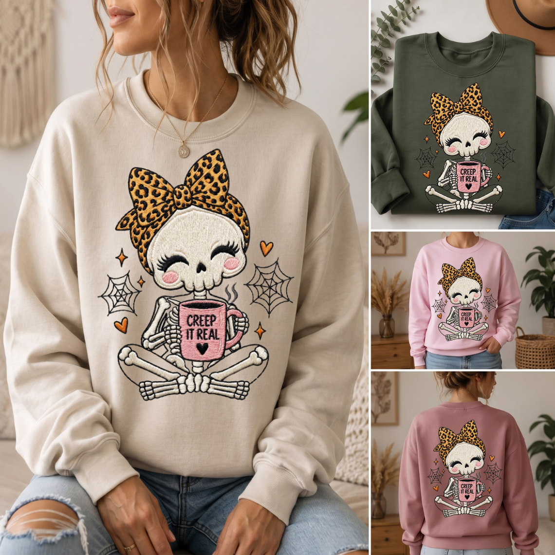Skeleton Girl Halloween Mug Embroidery Design