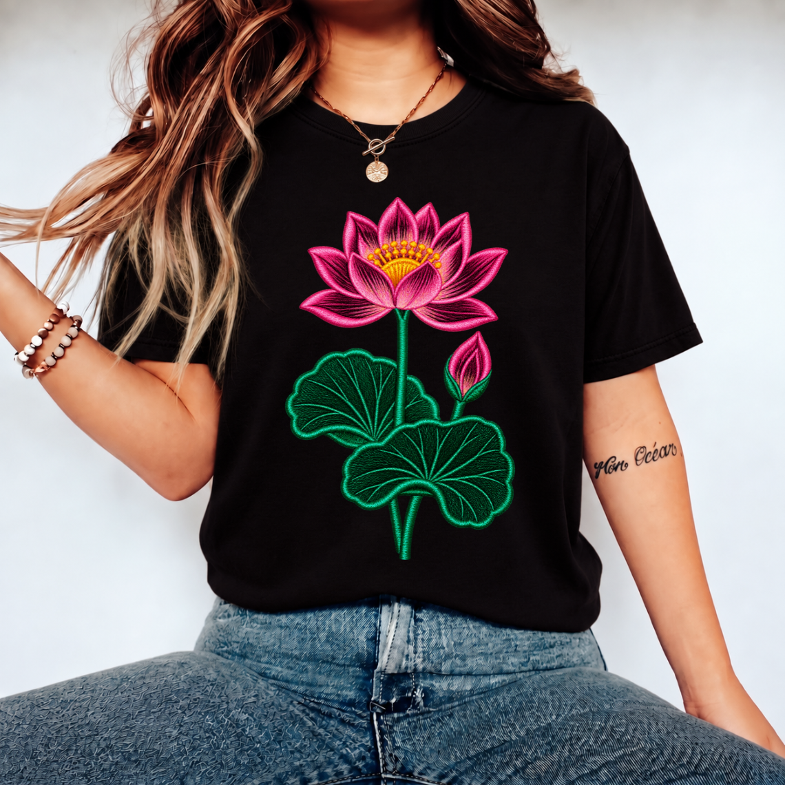 Lotus Flower Embroidery Design | Pink Water Lily Floral Pattern