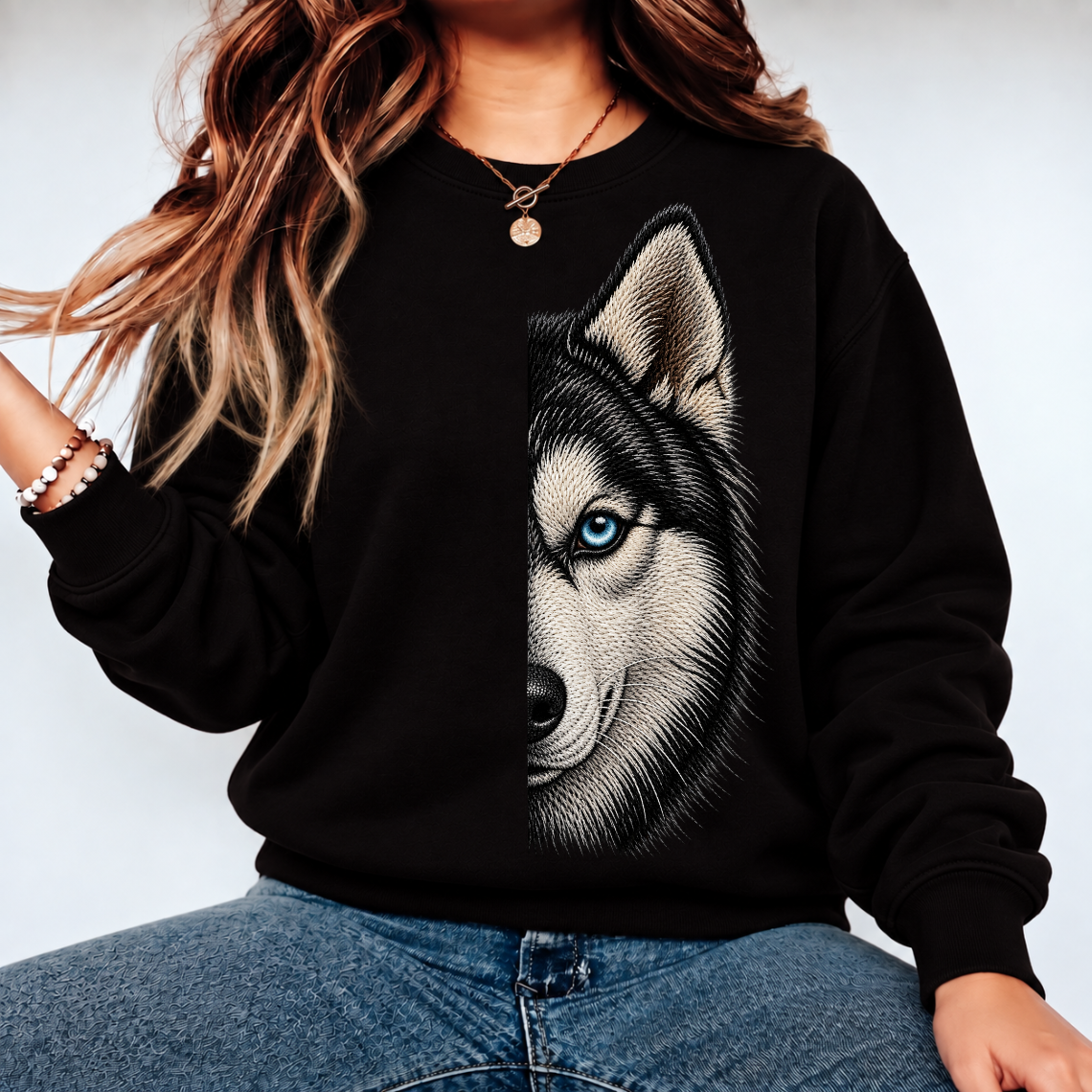 Siberian Husky Dog Embroidery Design