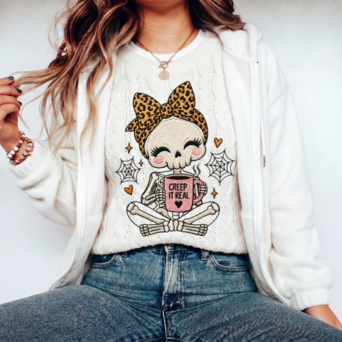 Skeleton Girl Halloween Mug Embroidery Design