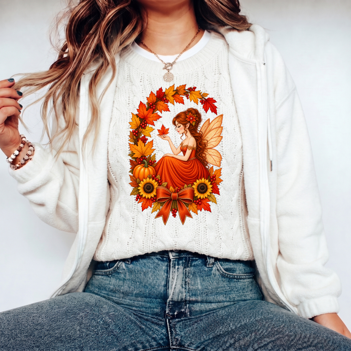 Autumn Fairy Wreath Embroidery Design