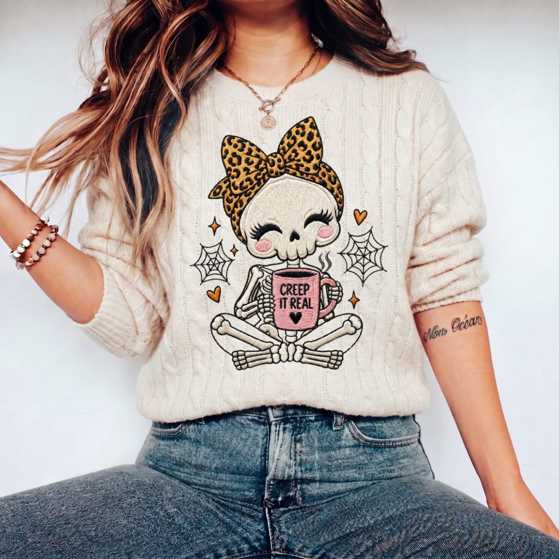 Skeleton Girl Halloween Mug Embroidery Design