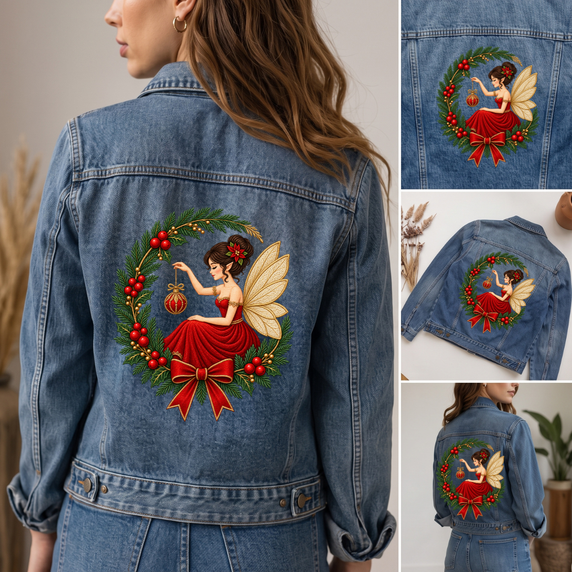 Christmas Fairy Wreath Embroidery Design
