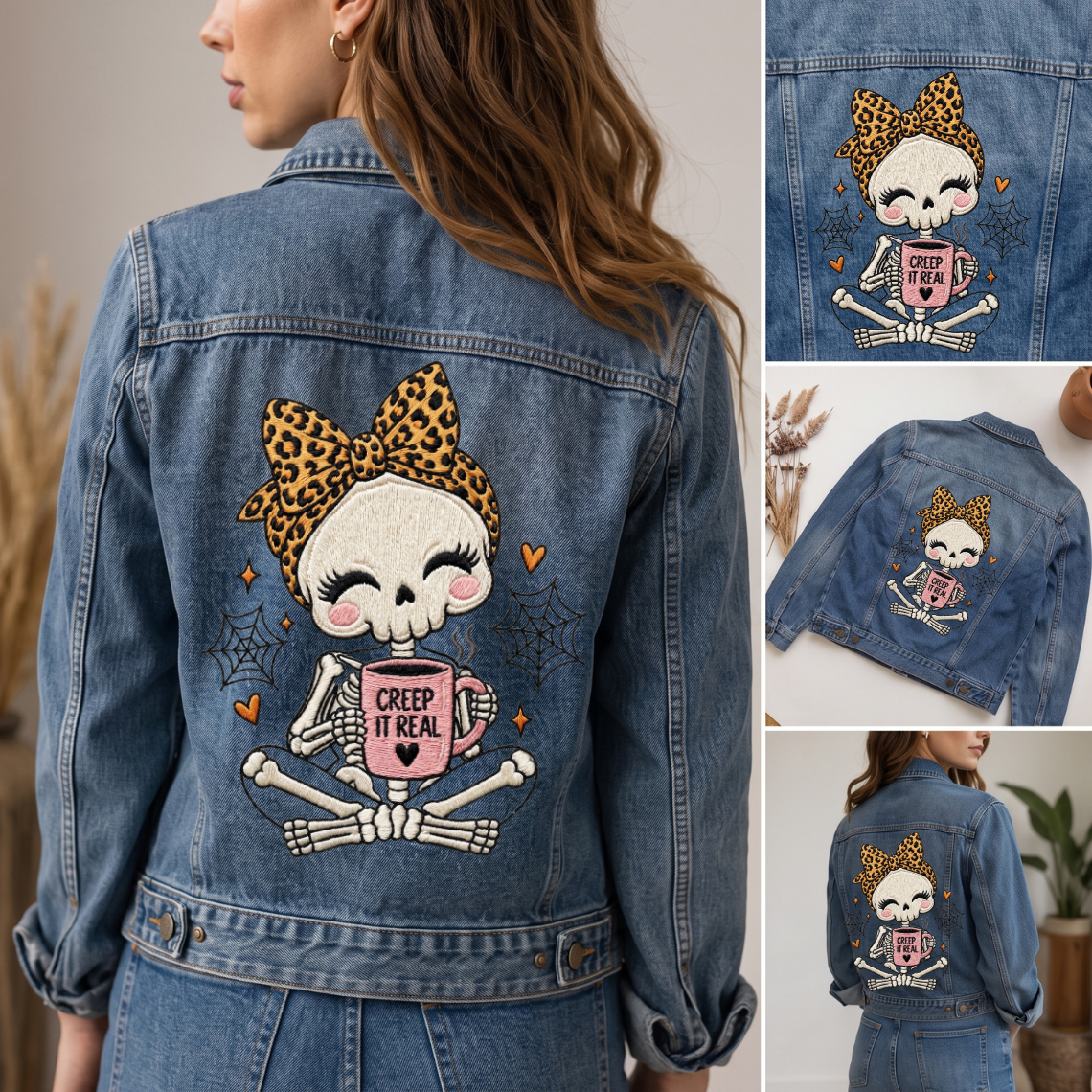 Skeleton Girl Halloween Mug Embroidery Design