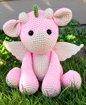 Crochet Dragon Pattern PDF | Cute Pink Amigurumi Dragon Crochet Pattern | Fantasy Crochet Toy