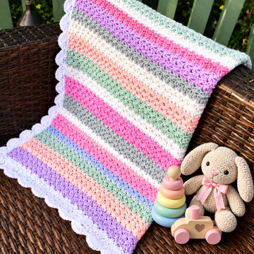 Multicolor Crochet Baby Blanket Pattern PDF | Pastel Striped Baby Blanket | Crochet Pattern