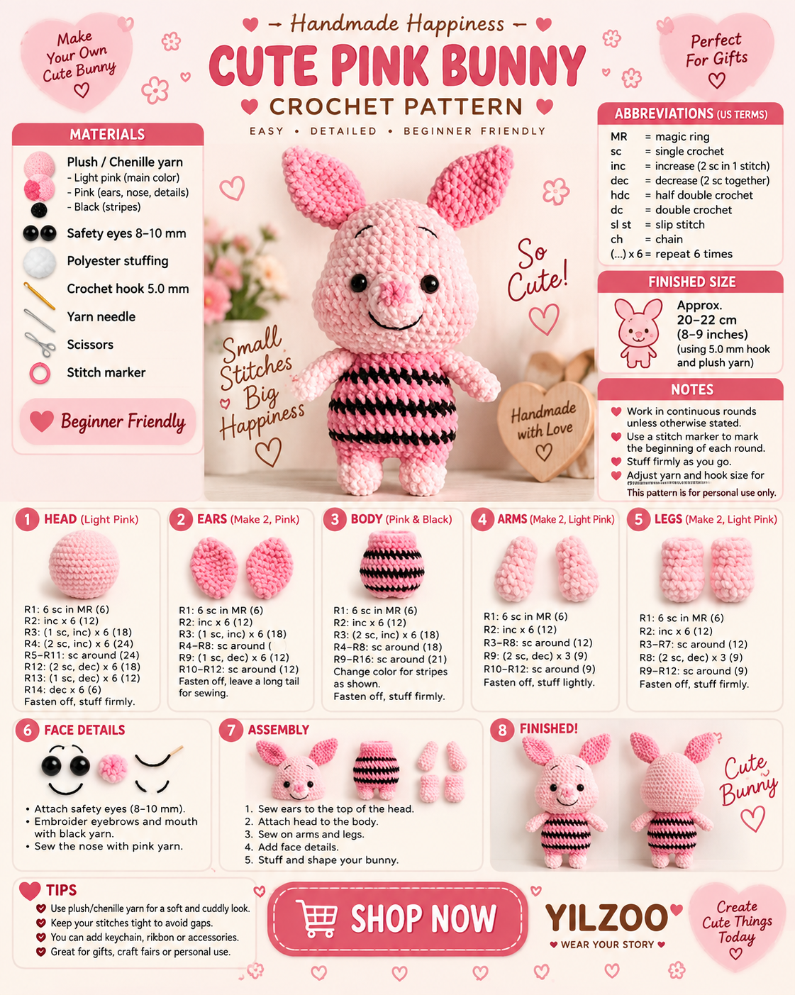 Crochet Bear Pattern PDF – Cute Amigurumi Bear with Sweater | Digital Crochet Pattern