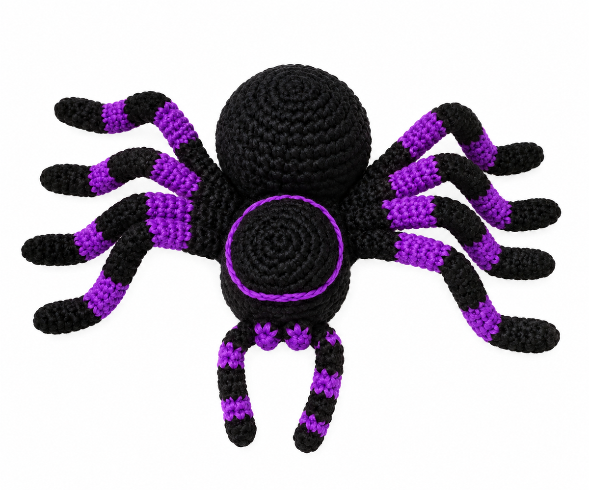 Halloween Spider Crochet Pattern PDF | Purple Black Amigurumi Spider | Spooky Crochet Toy