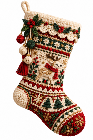 Christmas Tree Stocking Crochet Pattern PDF | Festive Christmas Crochet