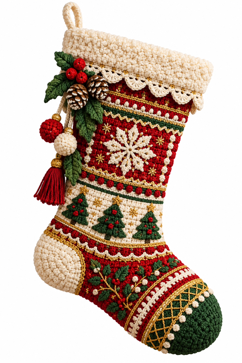 Santa Christmas Stocking Crochet Pattern PDF | Festive Holiday Stocking