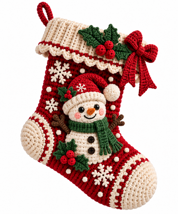 Snowman Christmas Stocking Crochet Pattern PDF | Christmas Crochet Pattern - Yilzoo
