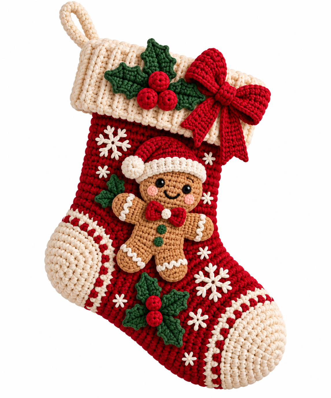 Gingerbread Christmas Stocking Crochet Pattern PDF | Holiday Stocking - Yilzoo