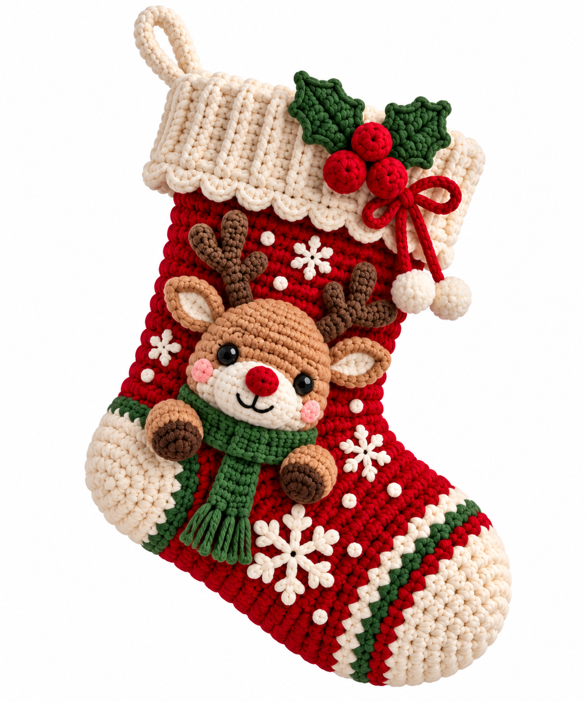 Reindeer Christmas Stocking Crochet Pattern PDF | Cute Holiday Crochet